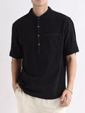 Men's Plus Size Button Detail Short Sleeve Shirt
