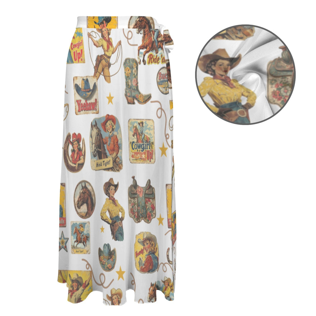 Baha Ranch Vintage Cowgirl Collage Beach Coverup Skirt