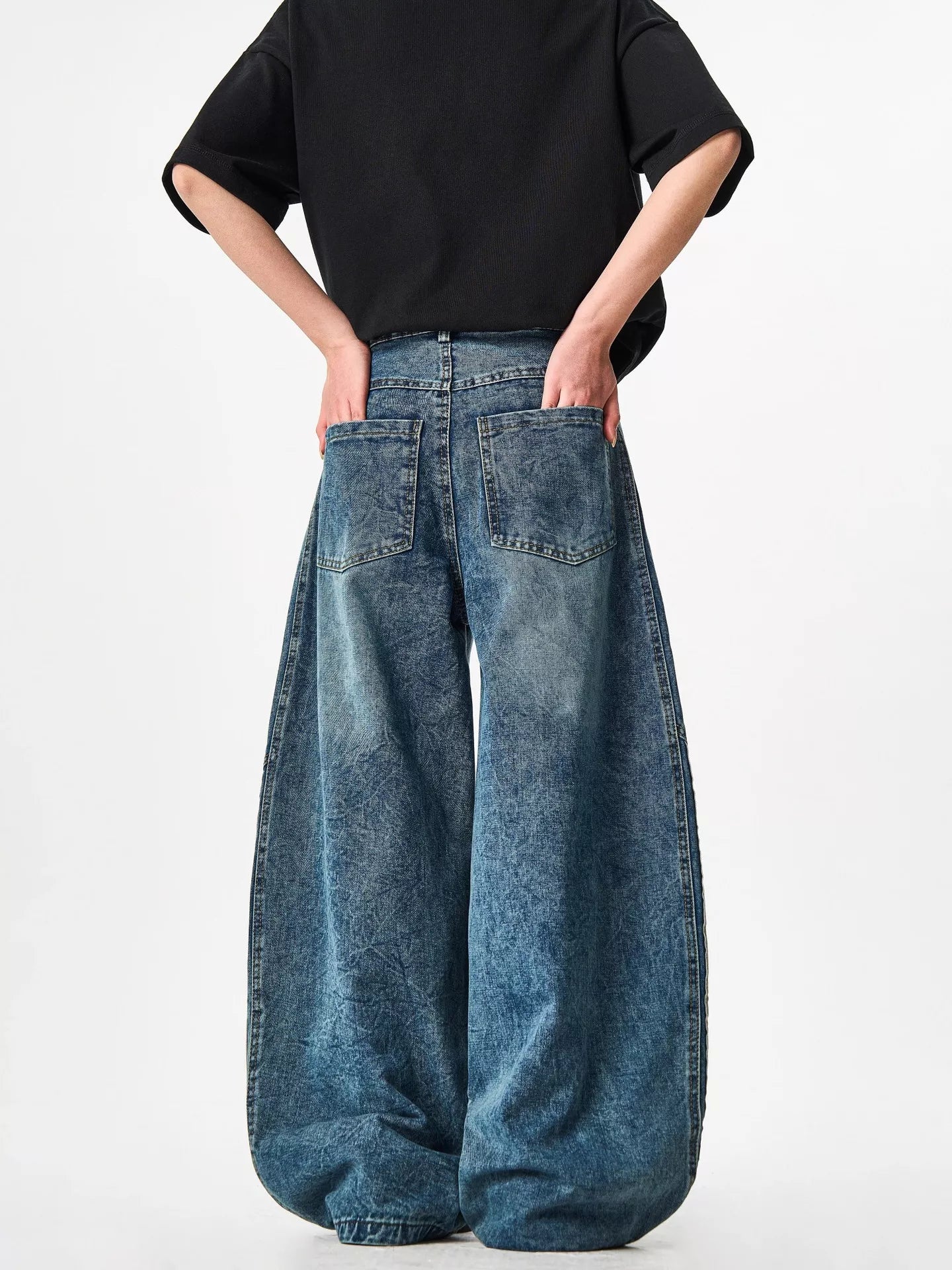 Men's Full Size Striped Wide Leg Jeans Plus Size