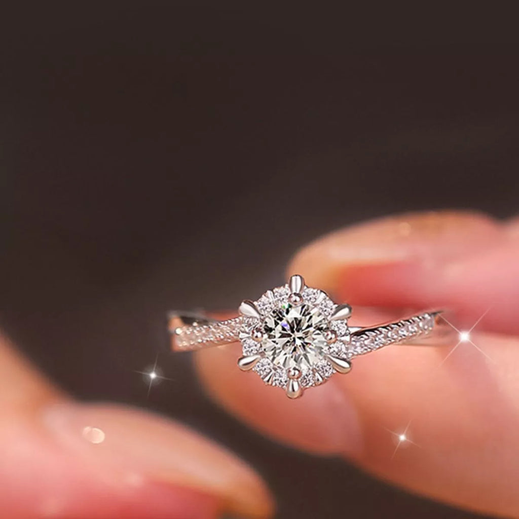 2 Piece Moissanite 925 Sterling Silver Ring