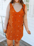 Floral Corduroy Overall Dress