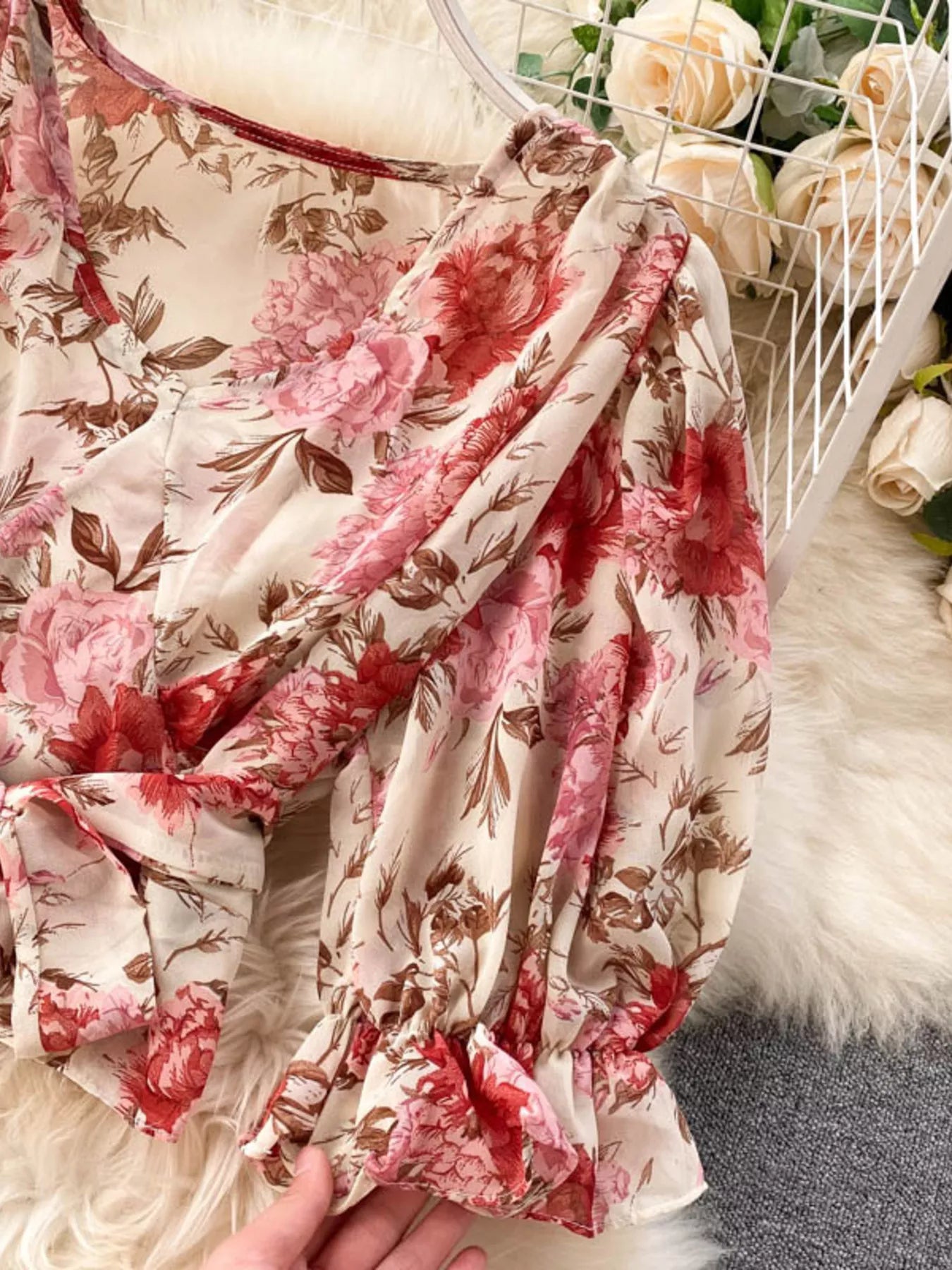 Floral Print Crop Top and Skirt Set