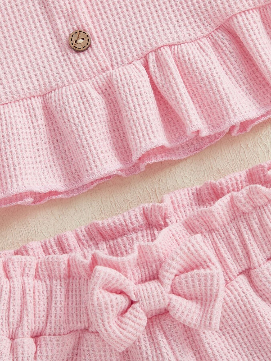 Children's Waffle Knit Tank Top and Bow Shorts Set