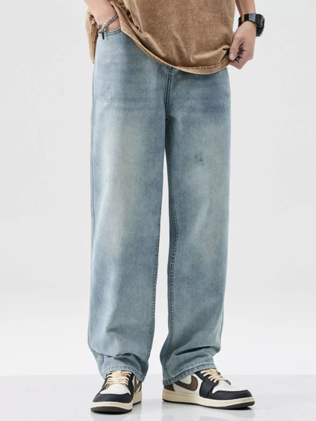 Men's Wash Wide Leg Jeans