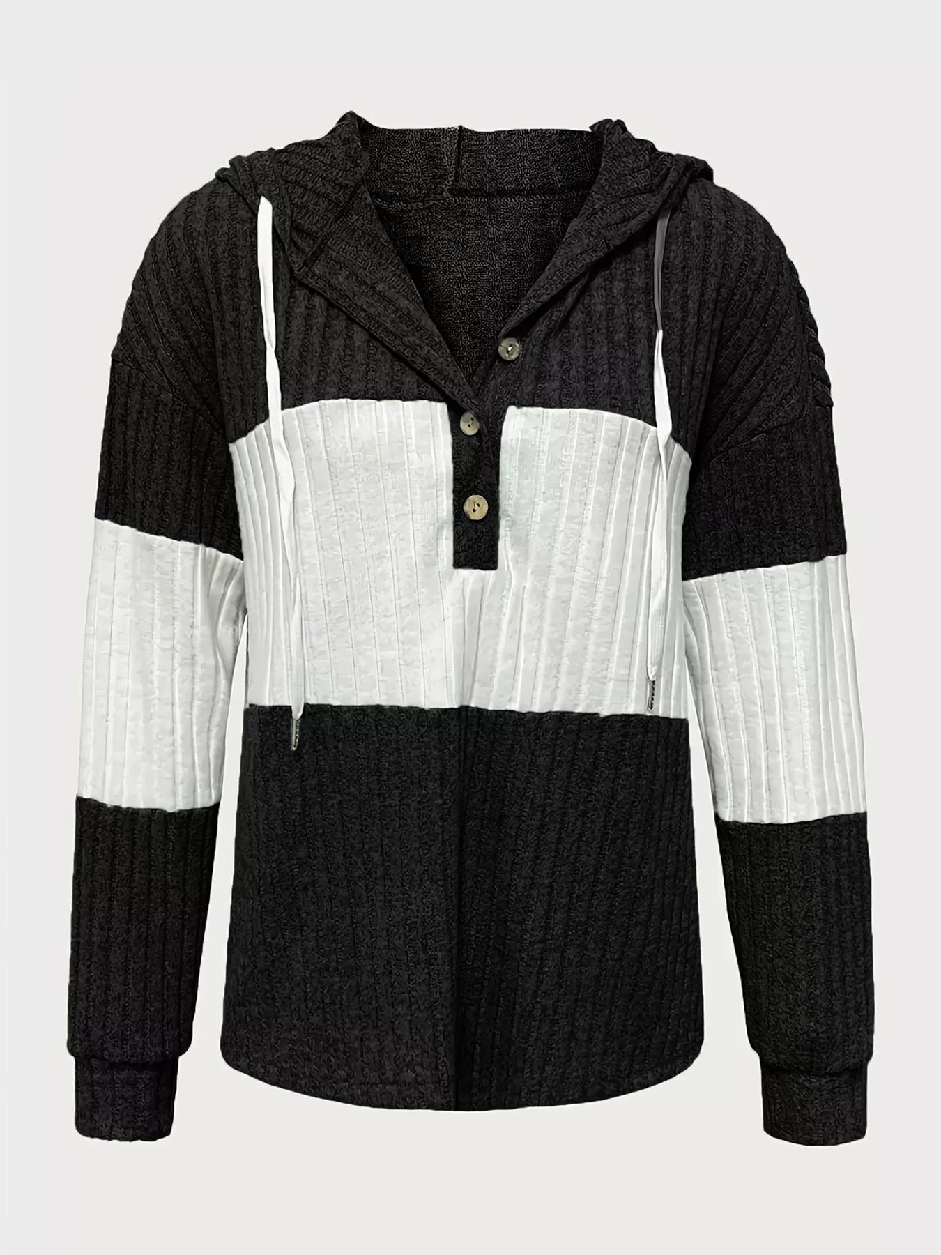 Color Block Drawstring Long Sleeve Hoodie