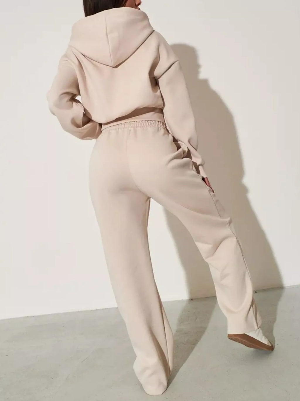 Zip-Up Hoodie and Wide-Leg Pants Set