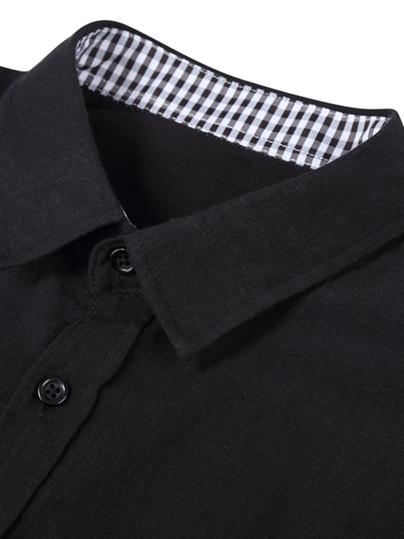 Men's Button-Down Shirt with Gingham Contrast