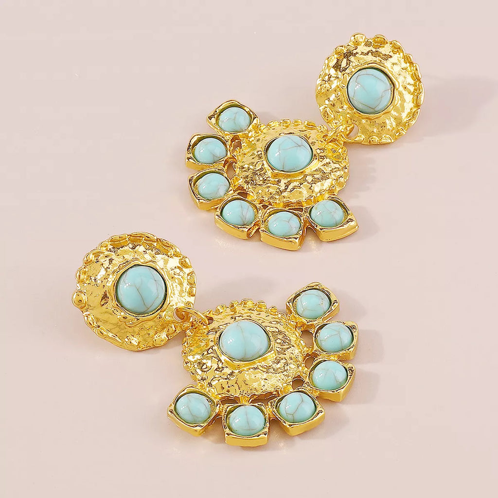 18K Gold-Plated Turquoise Dangle Earrings