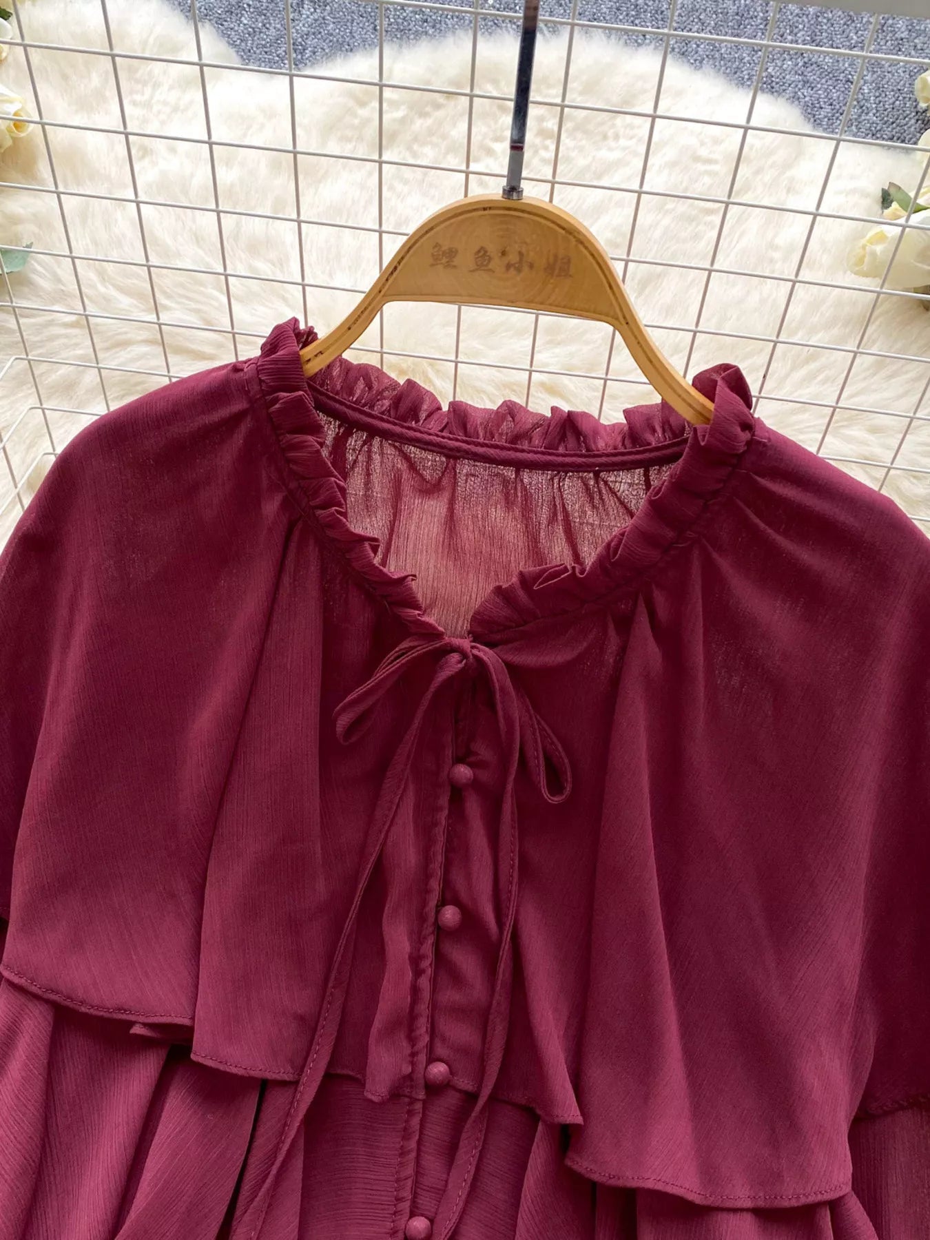Ruffle Tiered Chiffon Blouse