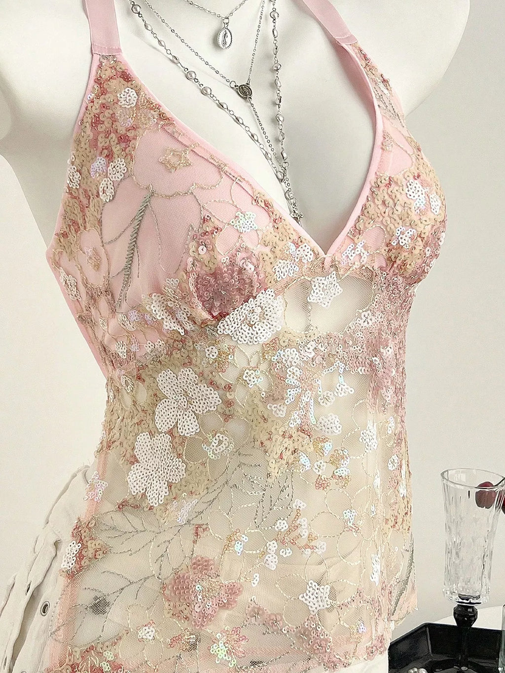 Sequin Halter Neck Cami