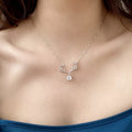 1 Carat Moissanite 925 Sterling Silver Deer Antler Pendant Necklace