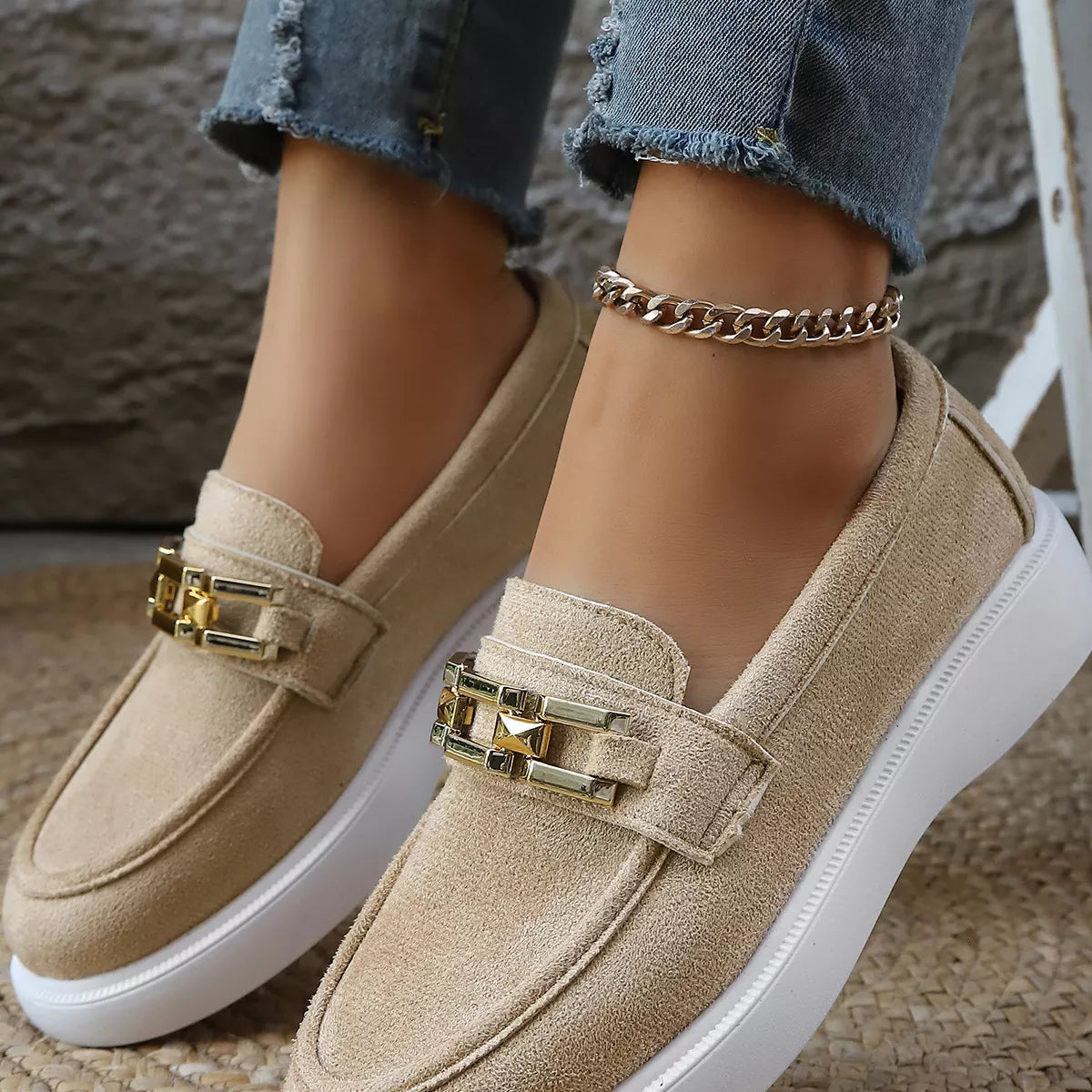 Round Toe Platform Slip-Ons