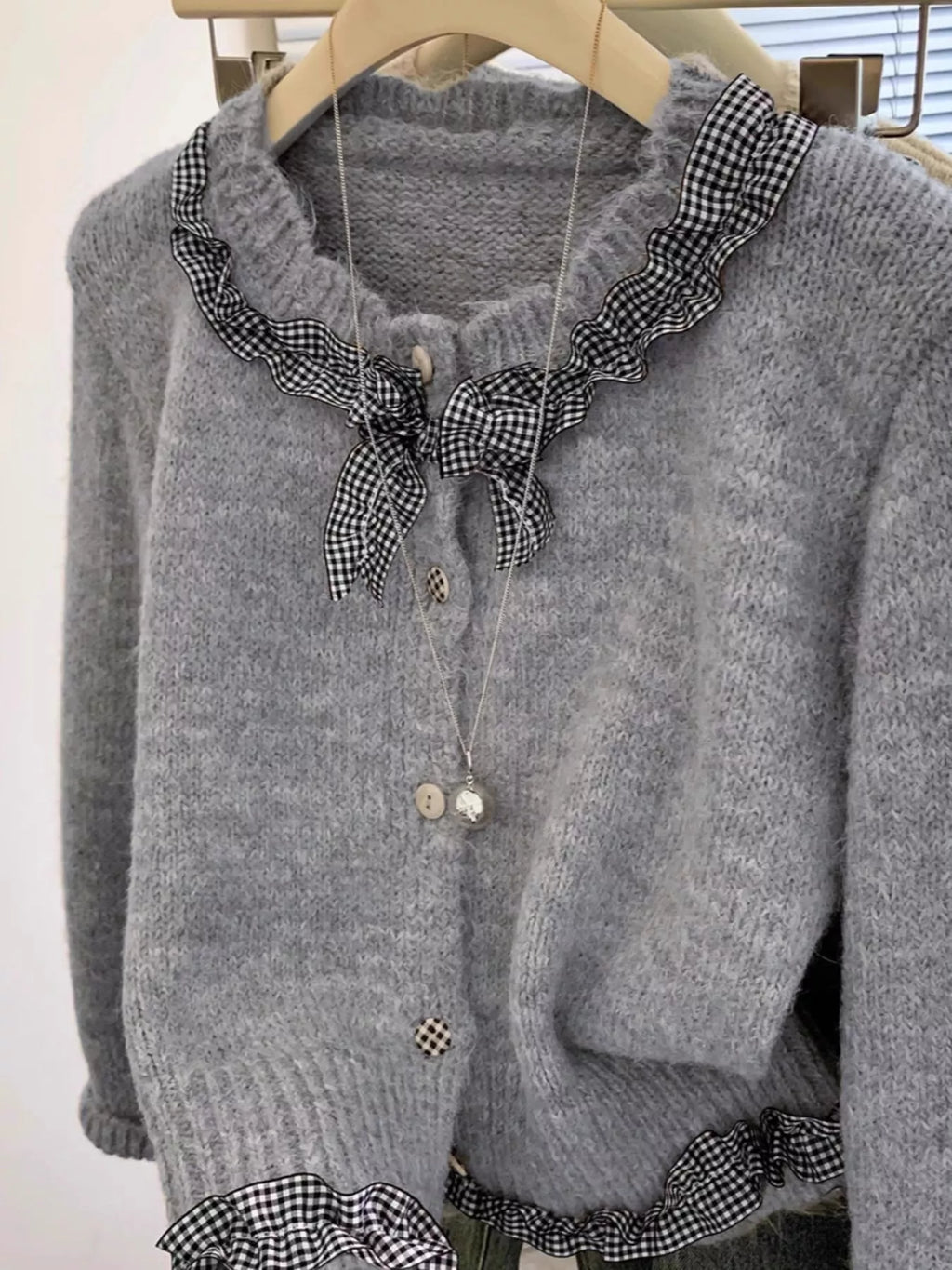 Ruffle Trim Button Up Cardigan