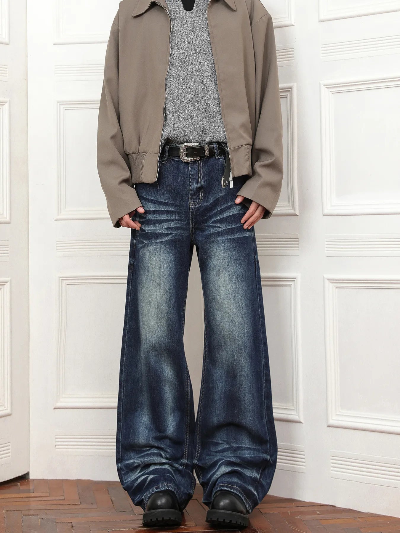 Men's Full Size Wash Loose Fit Jeans Plus Size