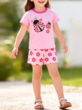 Children's Ladybug Graphic Short Sleeve Top and Shorts Set