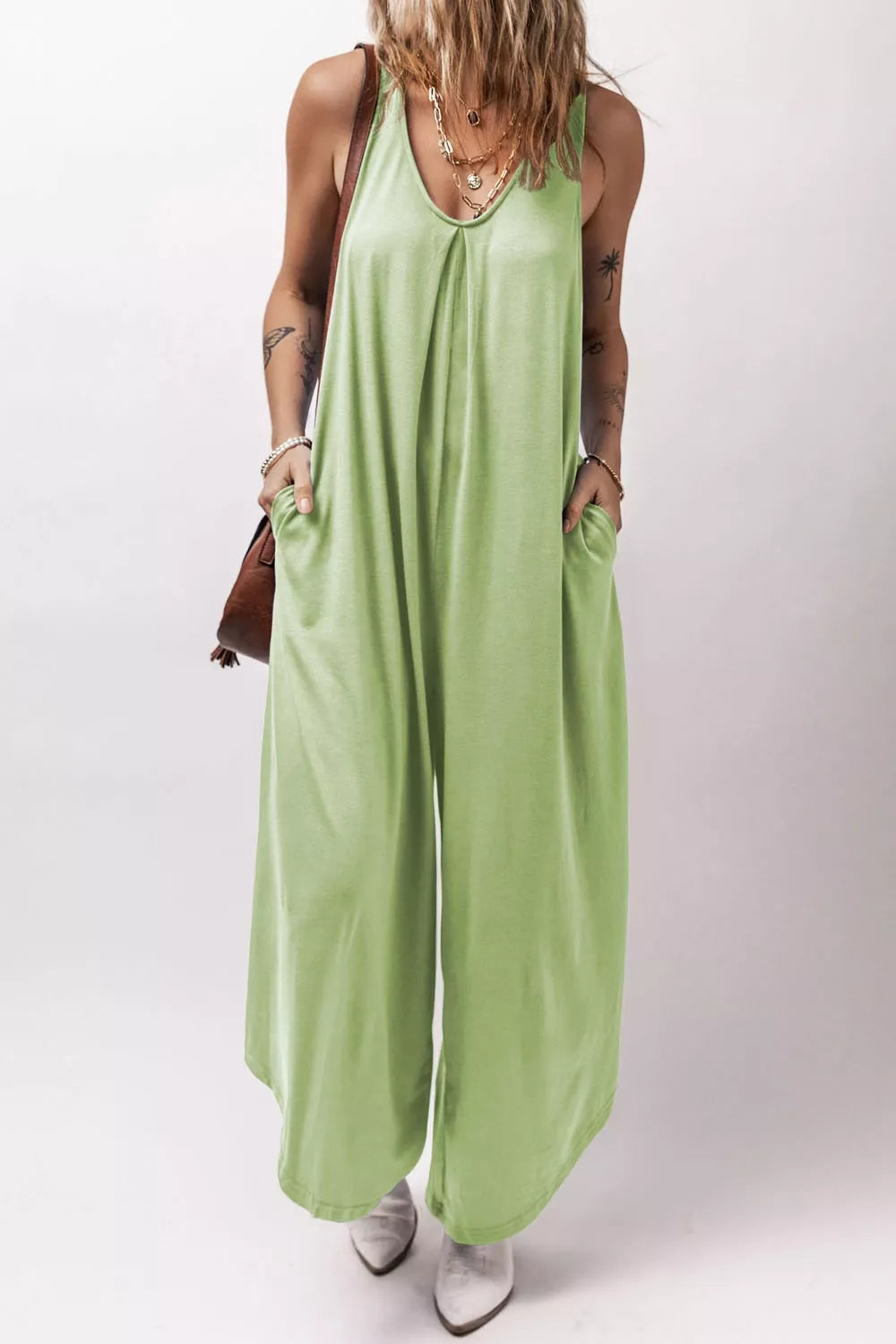 Sleeveless Wide Leg Casual Jumpsuit
