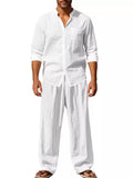 Men's Full Size Casual Button Up Shirt and Pants Plus Size