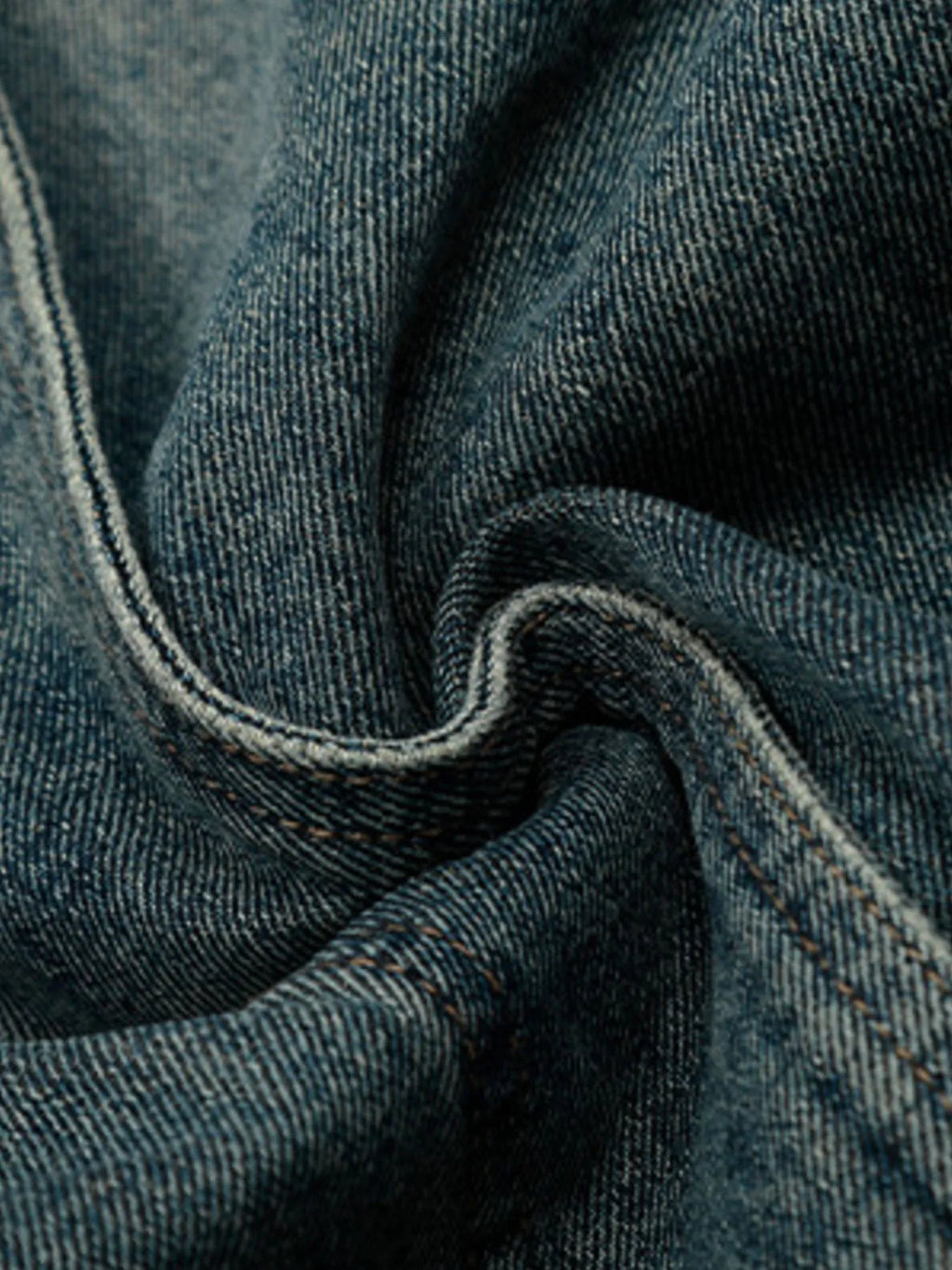 Men's Washed Straight Jeans with Unique Panel Design