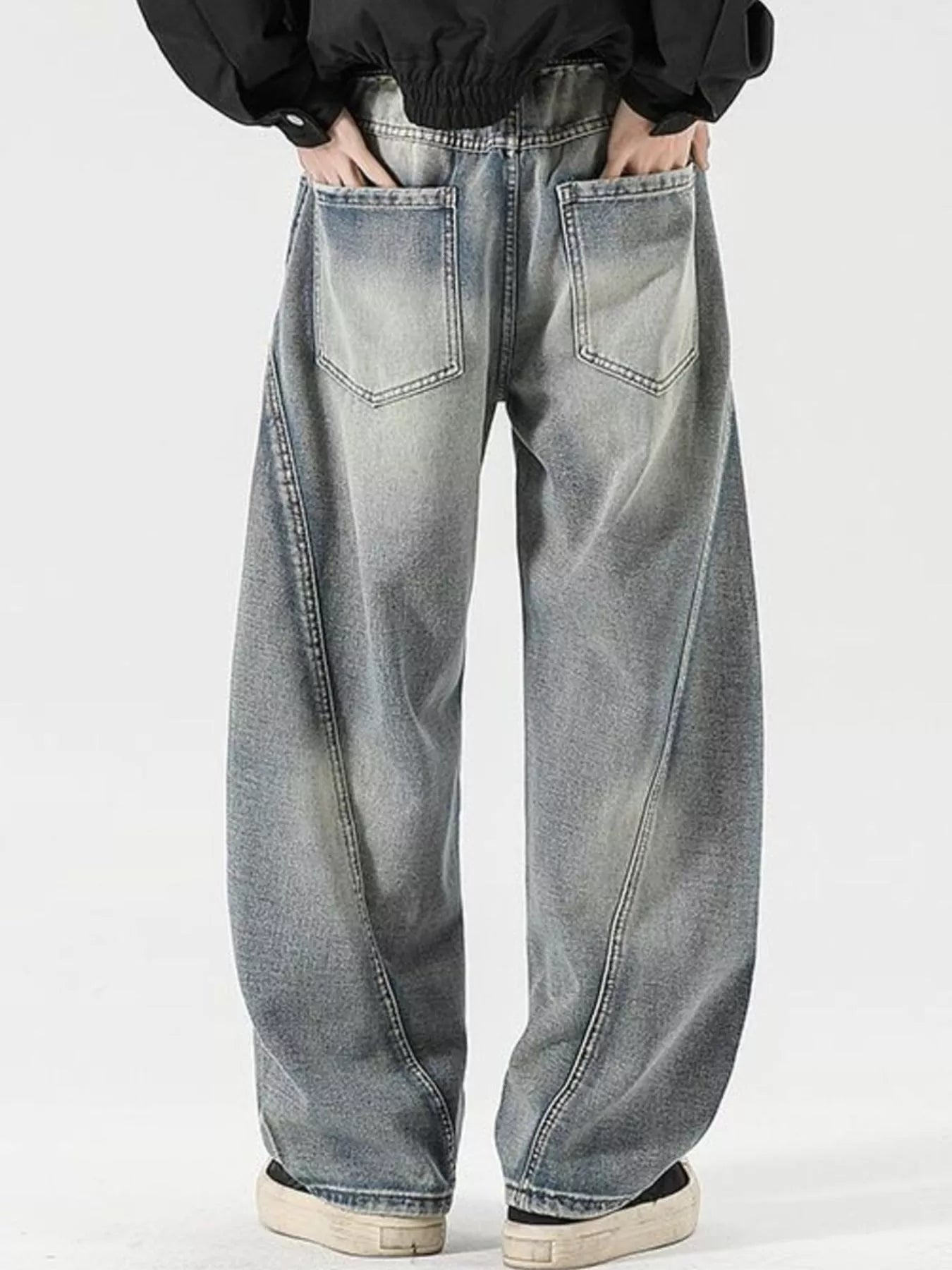 Men's Full Size Washed Wide Leg Jeans Plus Size