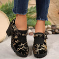 Round Toe Block Heels Pumps