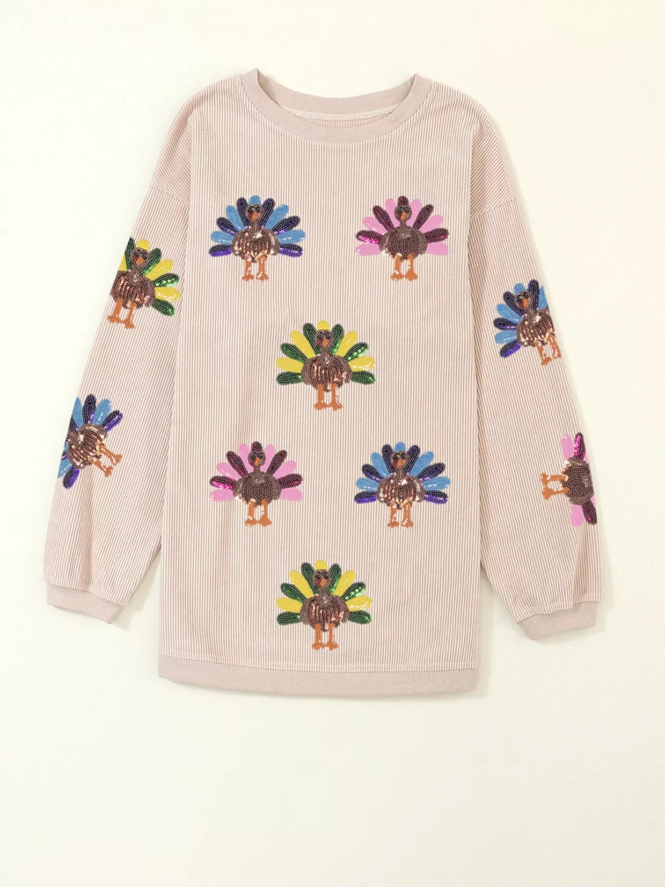 Full Size Turkey Graphic Corded Baggy Sweatshirt Plus Size