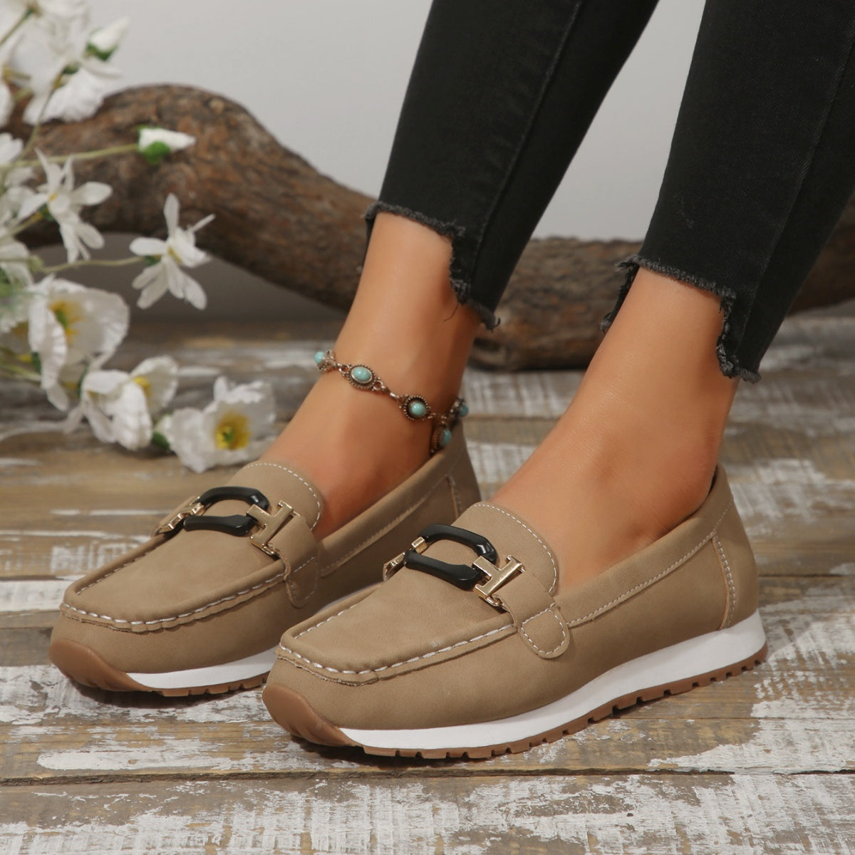 Buckle Decor Casual Slip-Ons