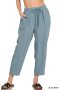 Zenana Woven Crepe Elastic Band Waist Pants