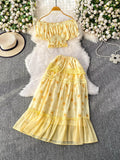 Smocked Floral Top and Skirt Set