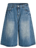 Men's Wide Leg Relaxed Fit Denim Shorts