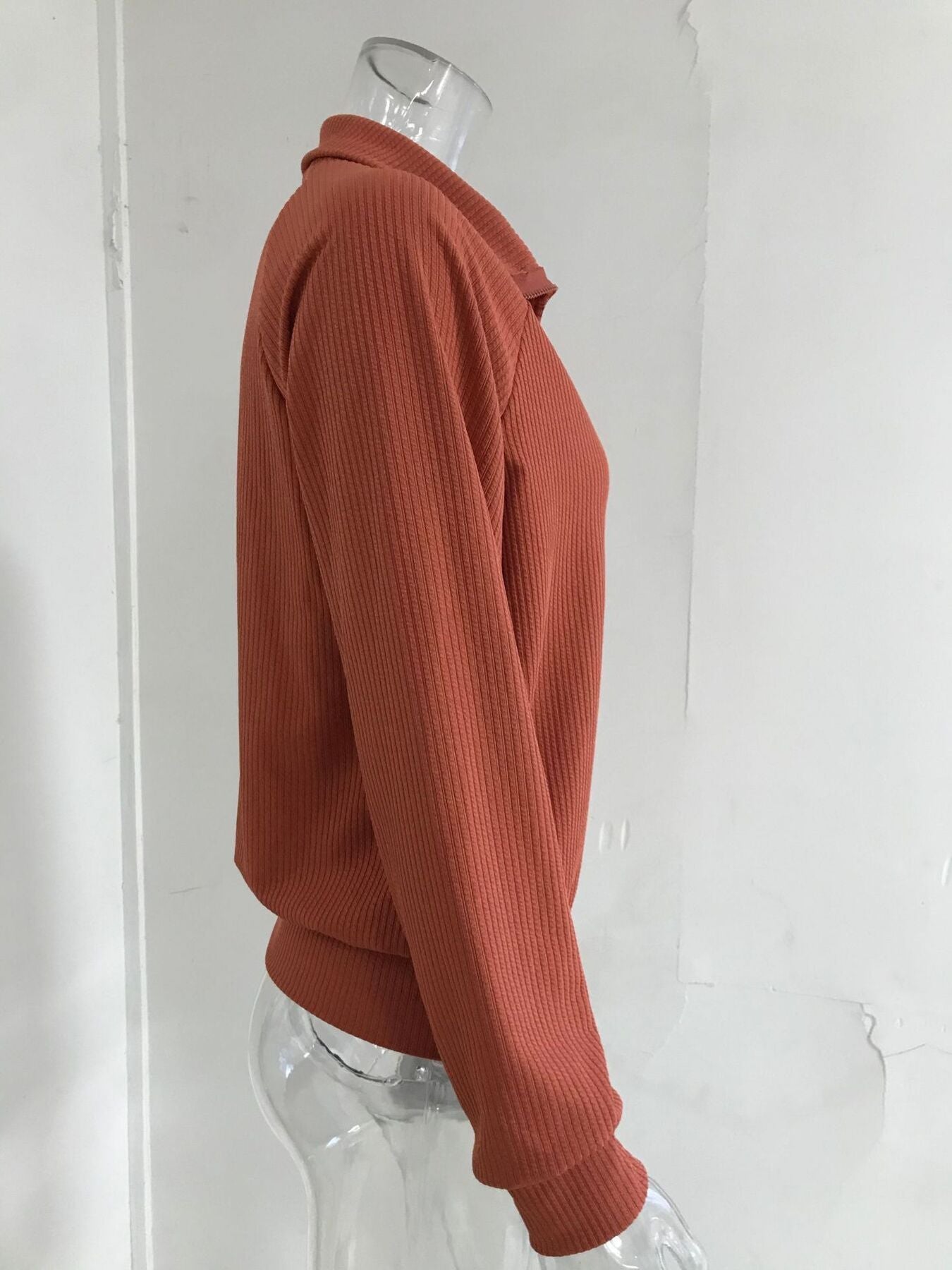 Full Size Ribbed Knit Zip-Up Outerwear Plus Size