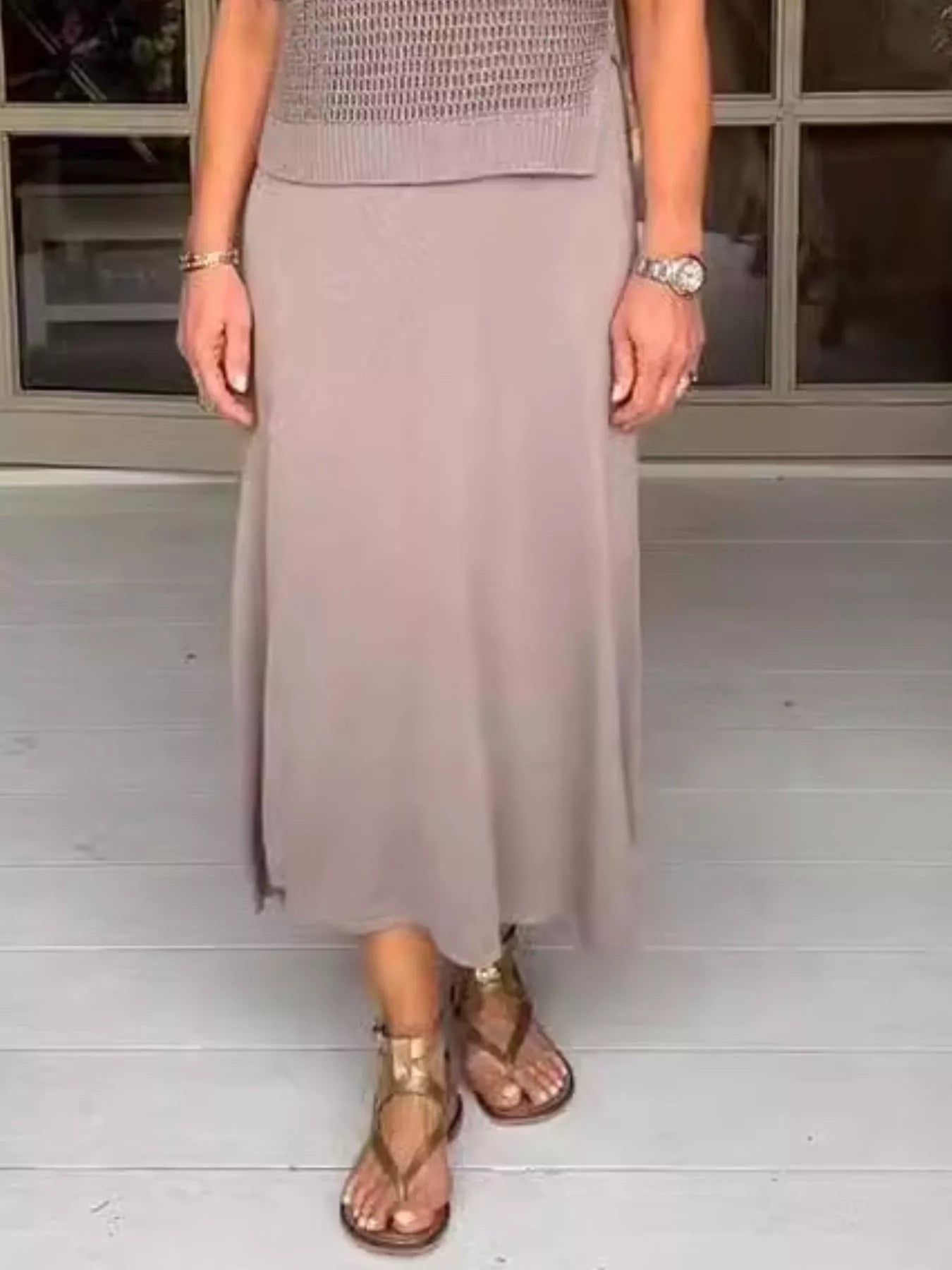 Full Size Openwork Knit Cover Up and Dress Set Plus Size