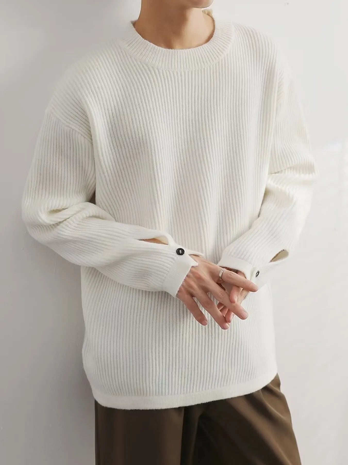Men's Oversized Ribbed Long Sleeve Sweater