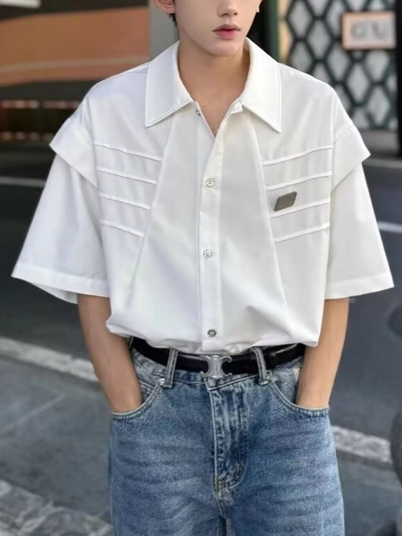 Men's Plus Size Button Up Half Sleeve Shirt