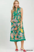 Umgee Paisley Floral Sleeveless Midi Dress