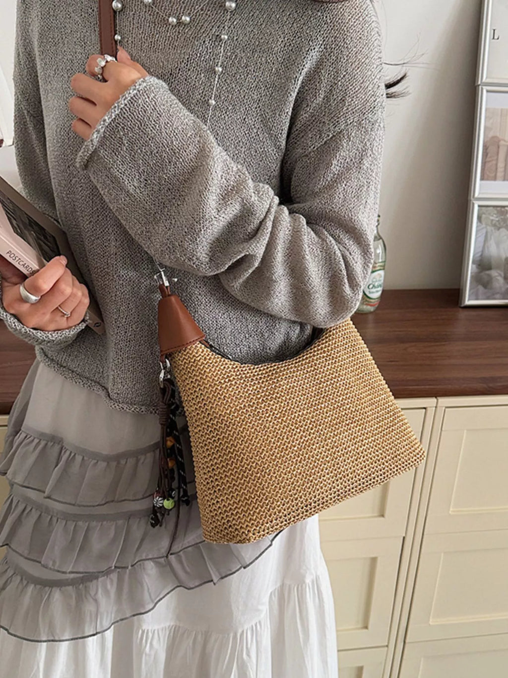 Woven Straw Crossbody Bag