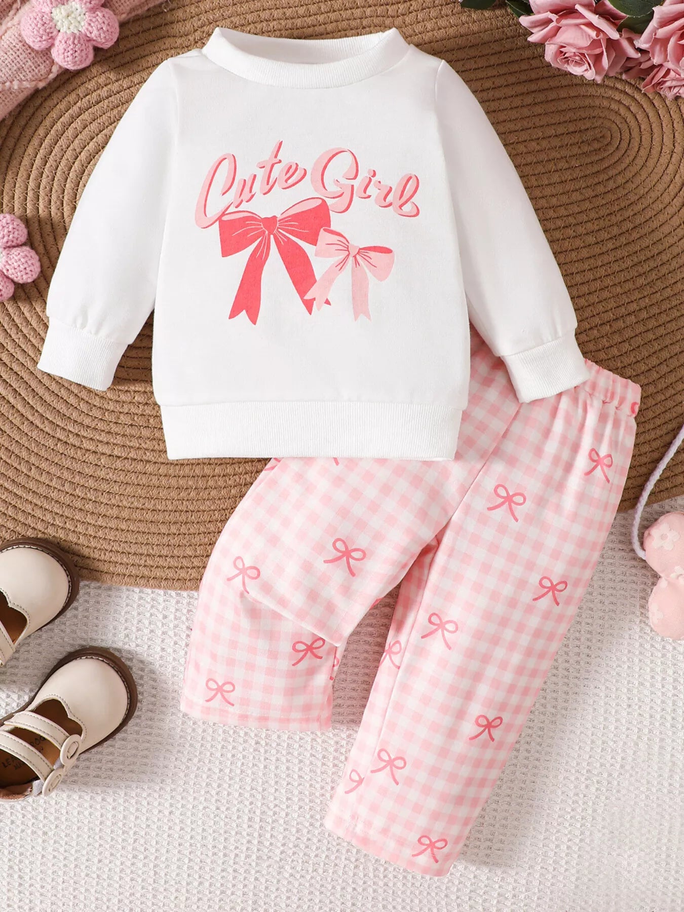 Children's Bow Long Sleeve Top and Pants Set