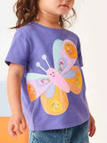 Children's Butterfly Embroidered Short Sleeve T-Shirt