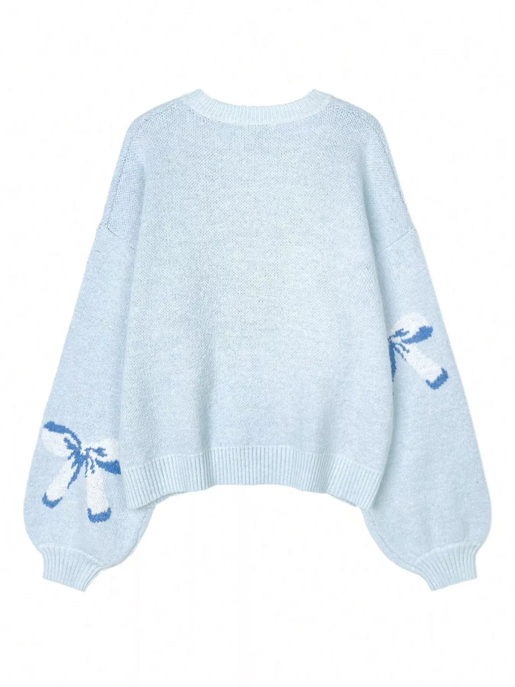 Bow Round Neck Dropped Shoulder Sweater