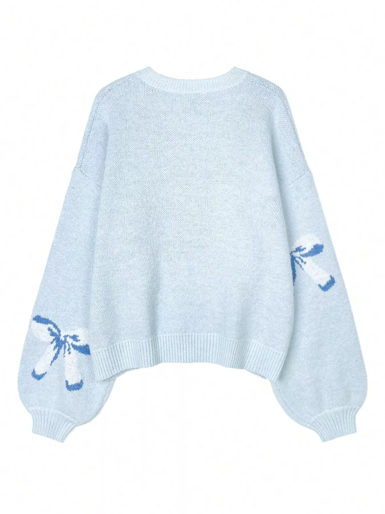 Bow Round Neck Dropped Shoulder Sweater