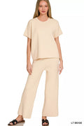 Zenana Viscose Round Neck Top & Pants Set