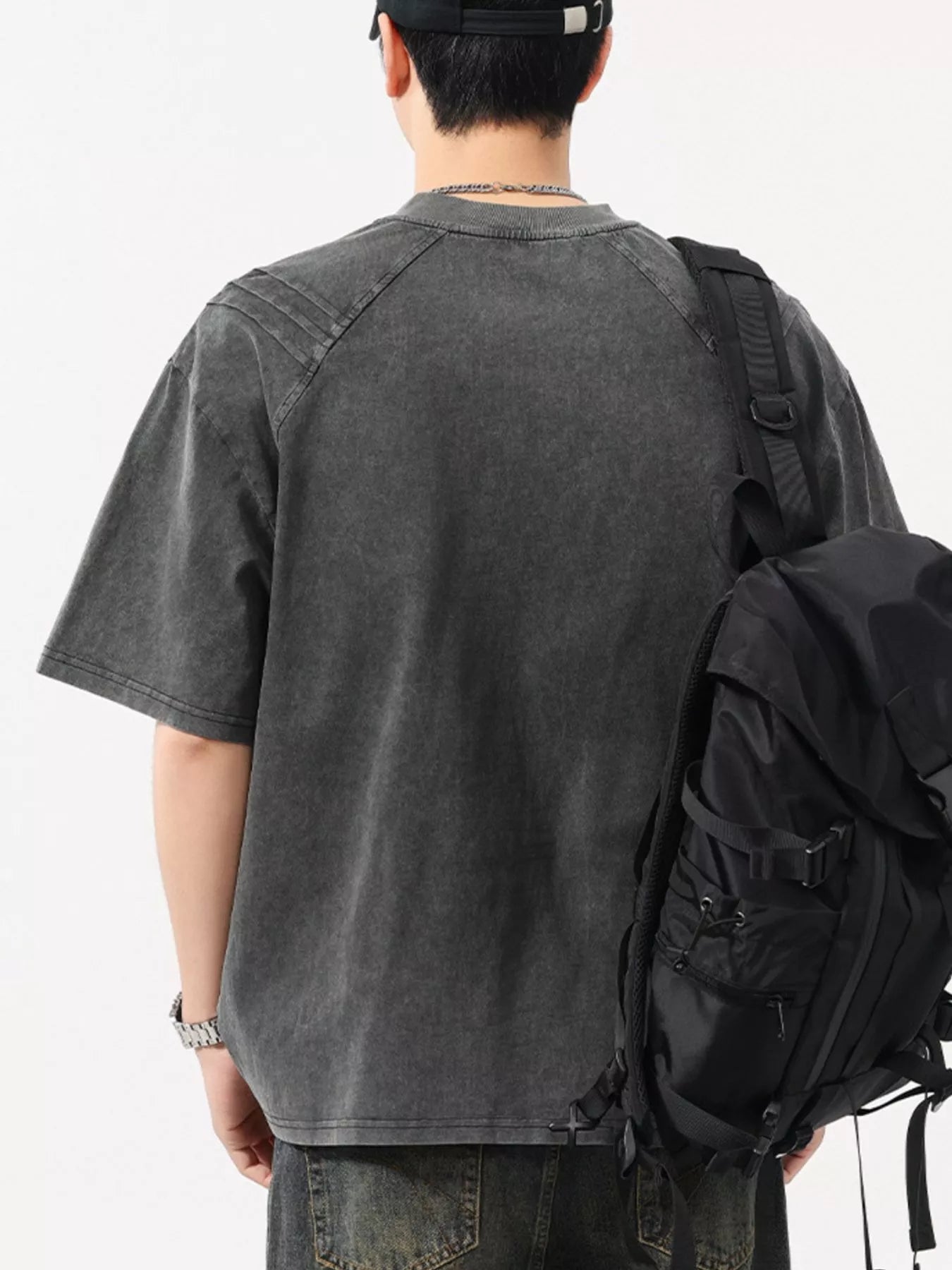 Men's Plus Size Vintage Washed Round Neck Tee