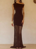 One-Shoulder Fringe Maxi Dress