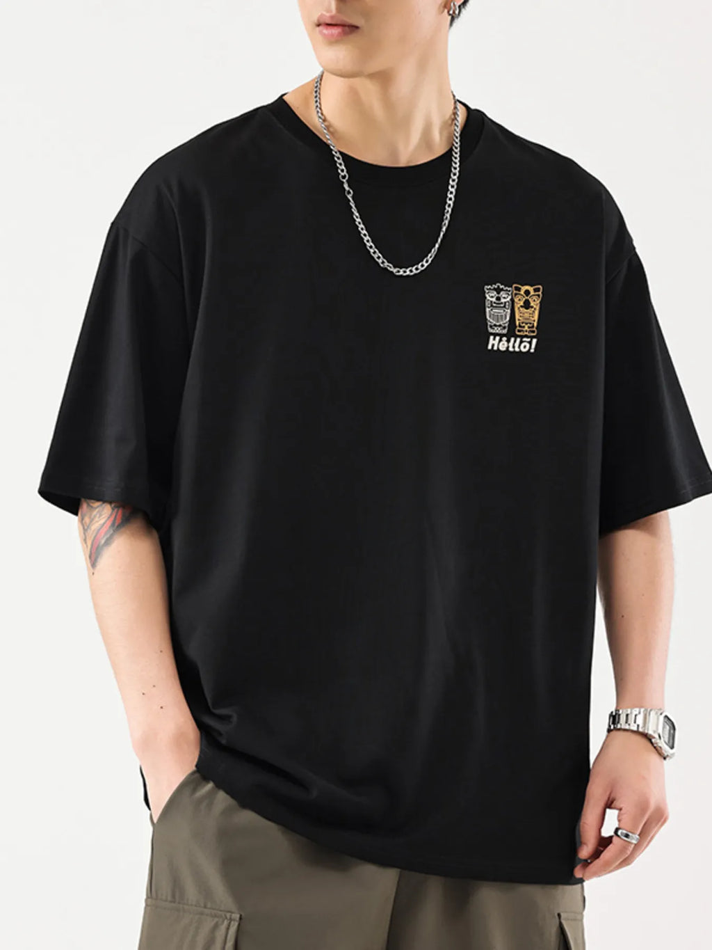 Men's Plus Size Graphic Round Neck Half Sleeve T-Shirt