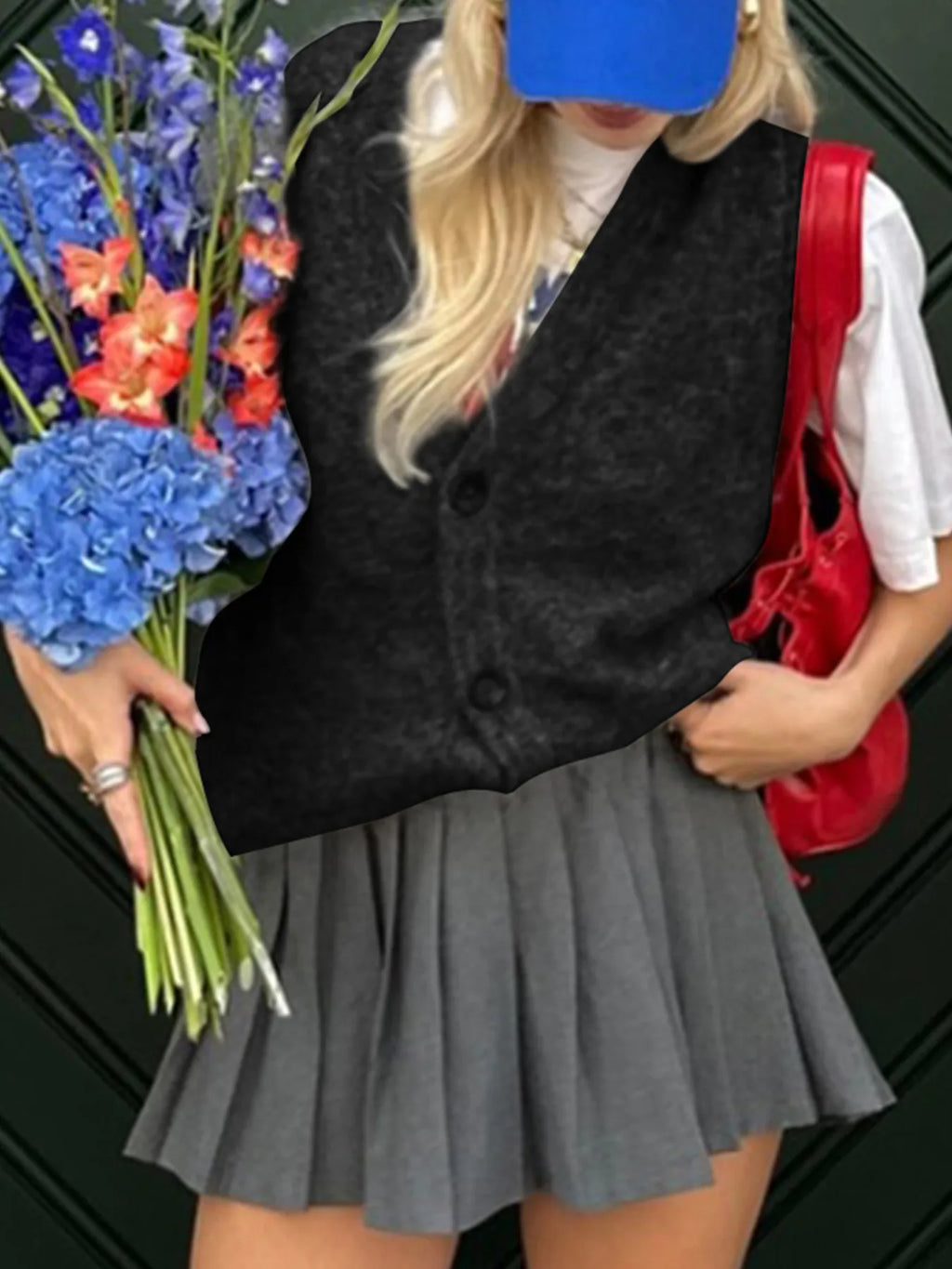 Button-Front Sweater Vest