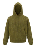 Men's Drawstring Ribbed Hooded Sweater