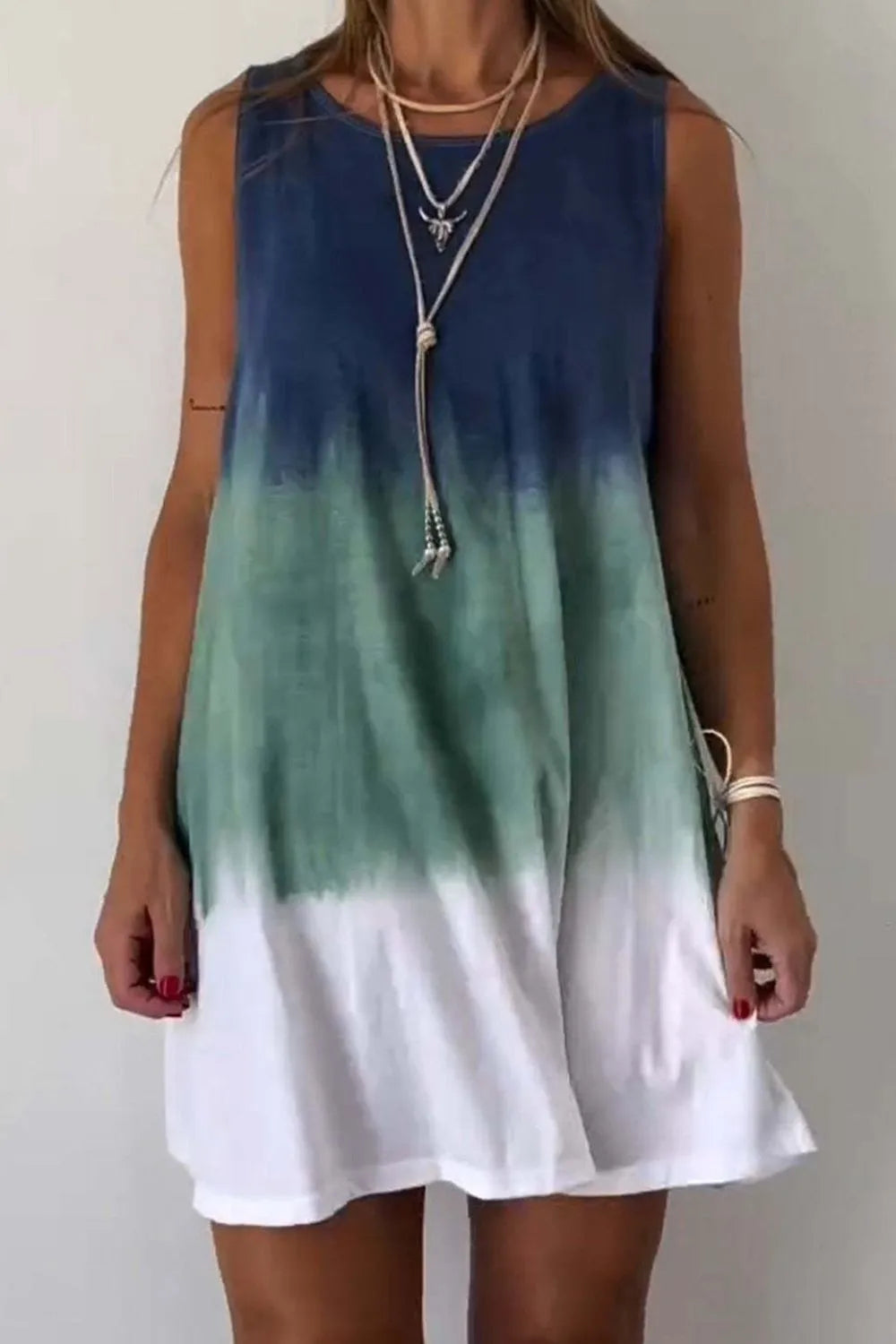 Tie-Dye Sleeveless Mini Tank Dress