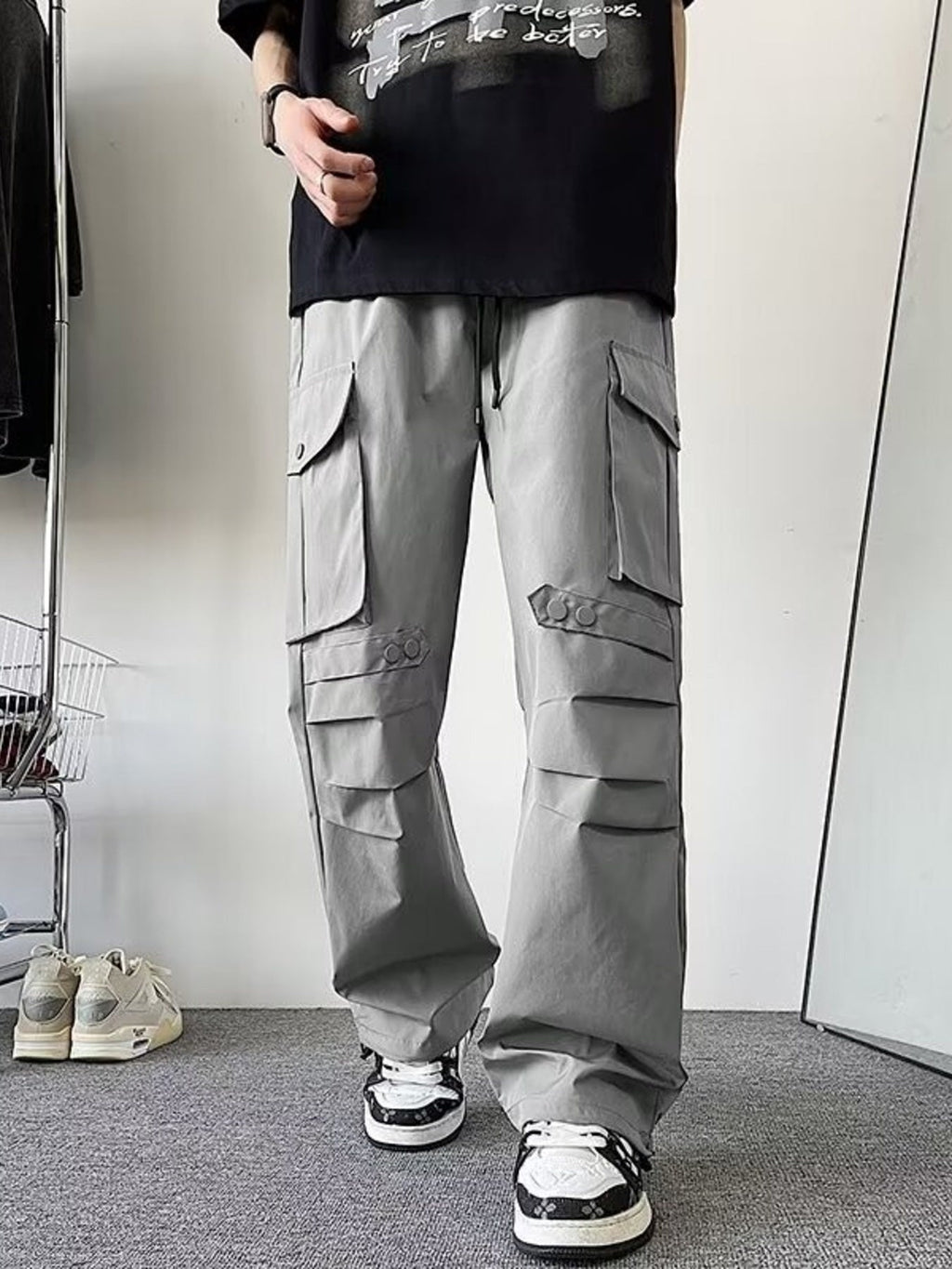 Men's Plus Size Loose Fit Multi-Pocket Cargo Pants