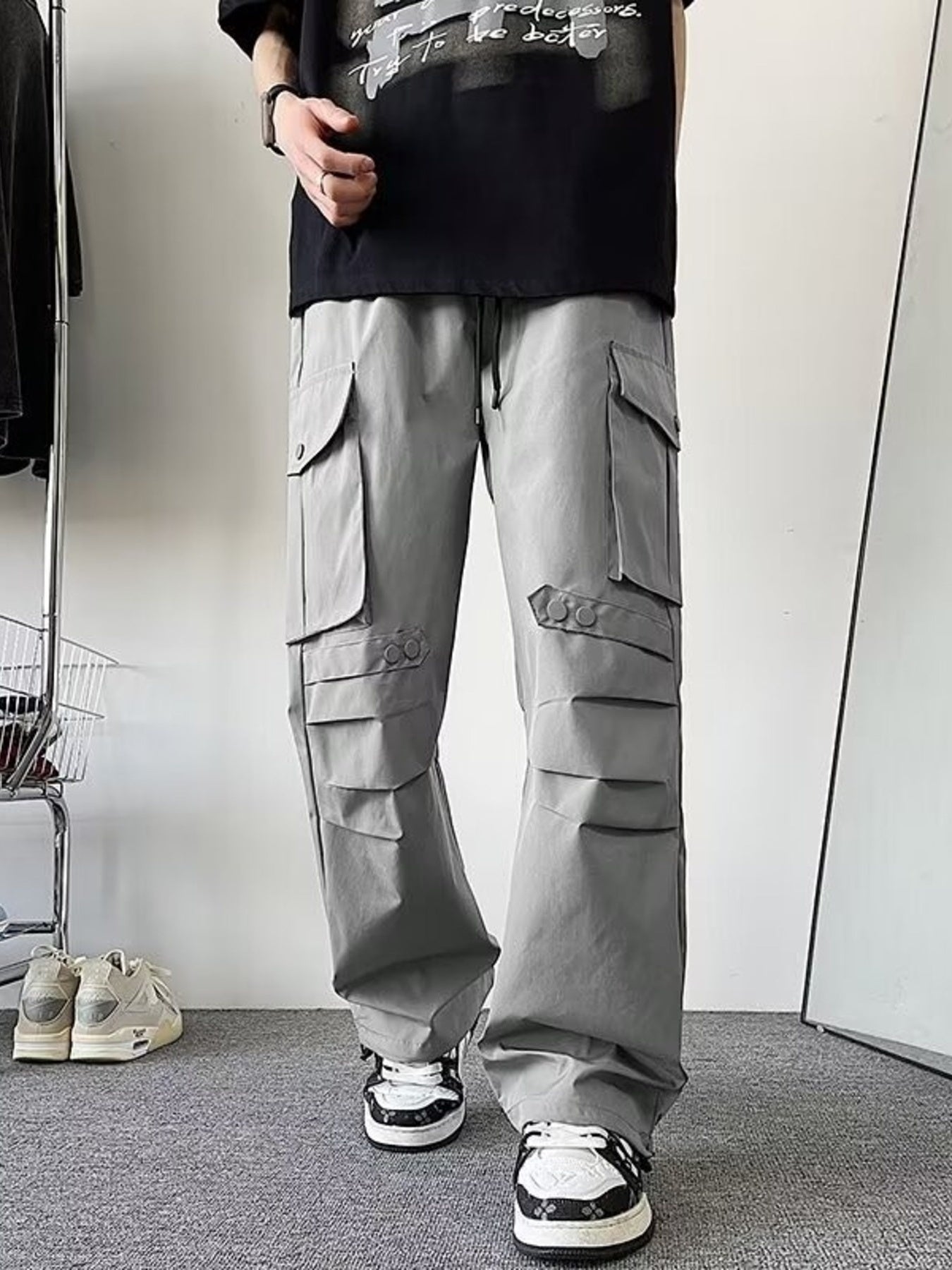 Men's Plus Size Loose Fit Multi-Pocket Cargo Pants