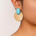 Turquoise Stone Fan Drop Earrings