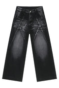 Washed Cat Whisker Straight Leg Jeans